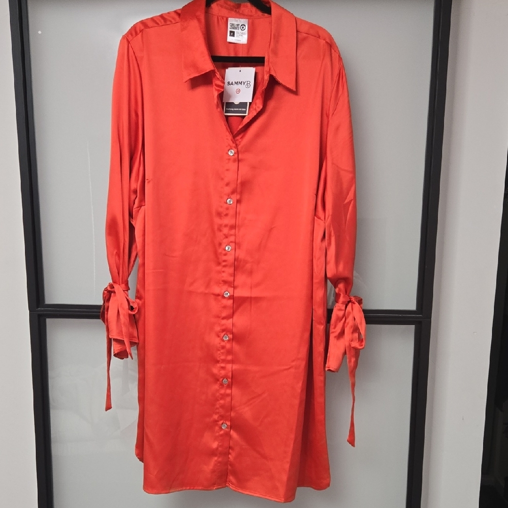 NWT SAMMY B SILKY SHIRT DRESS. SZ 2X & 3X